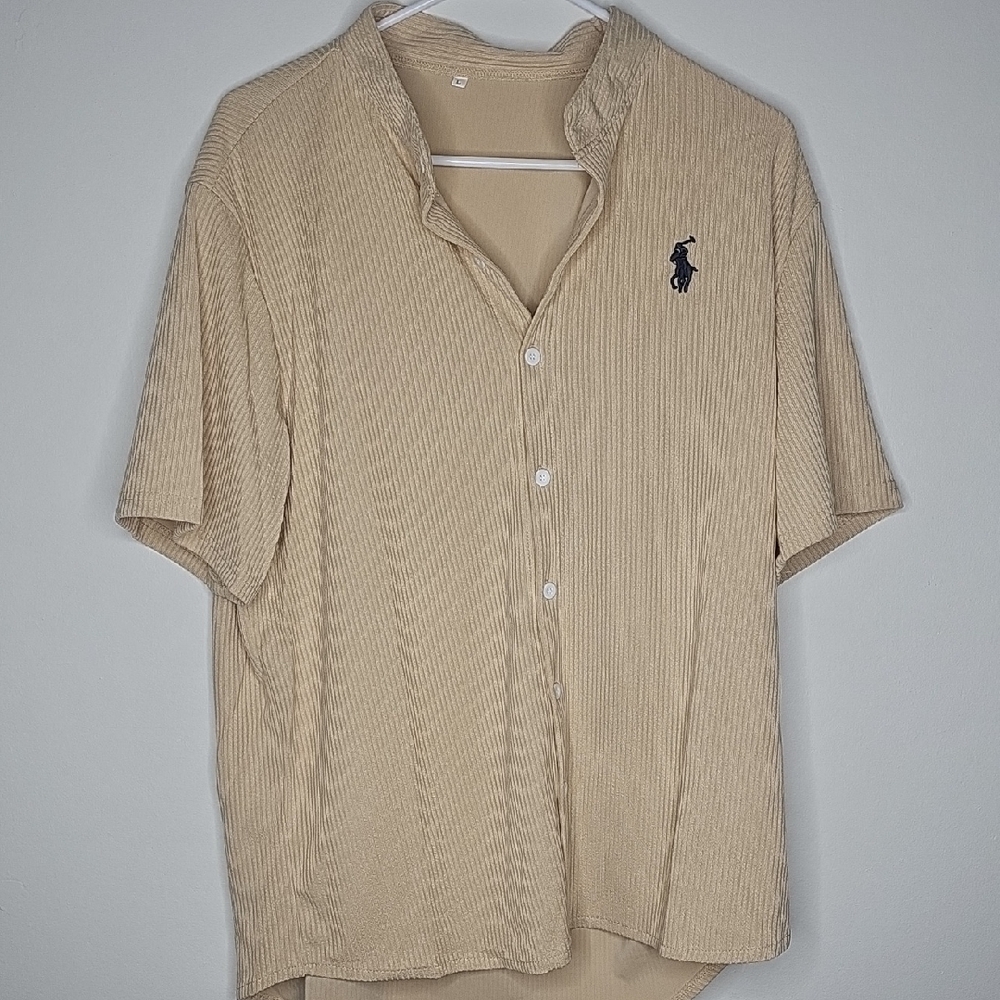 Casual Beige Button Down Shirt